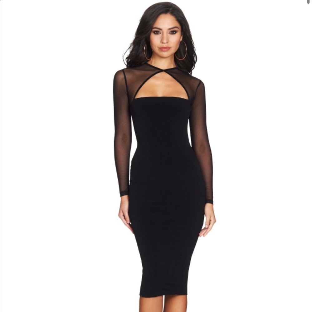 Nookie Tina Mesh Detail MIDI Dress